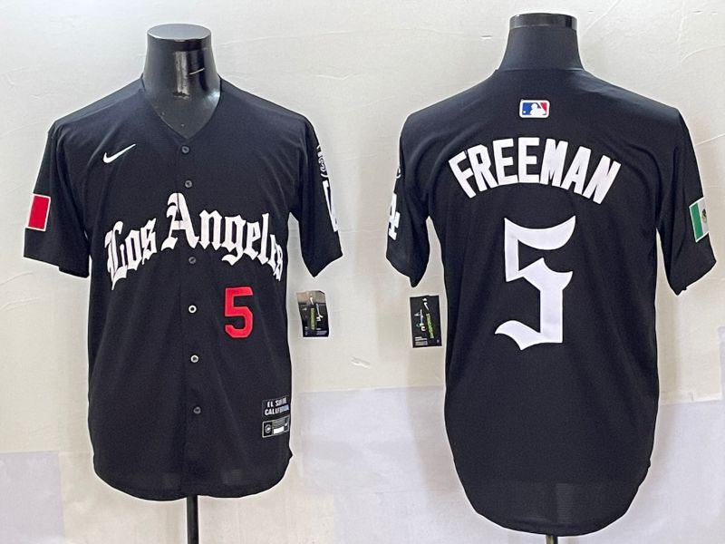 Men Los Angeles Dodgers #5 Freeman Black Five generations Joint Name 2025 Nike MLB Jersey style 5